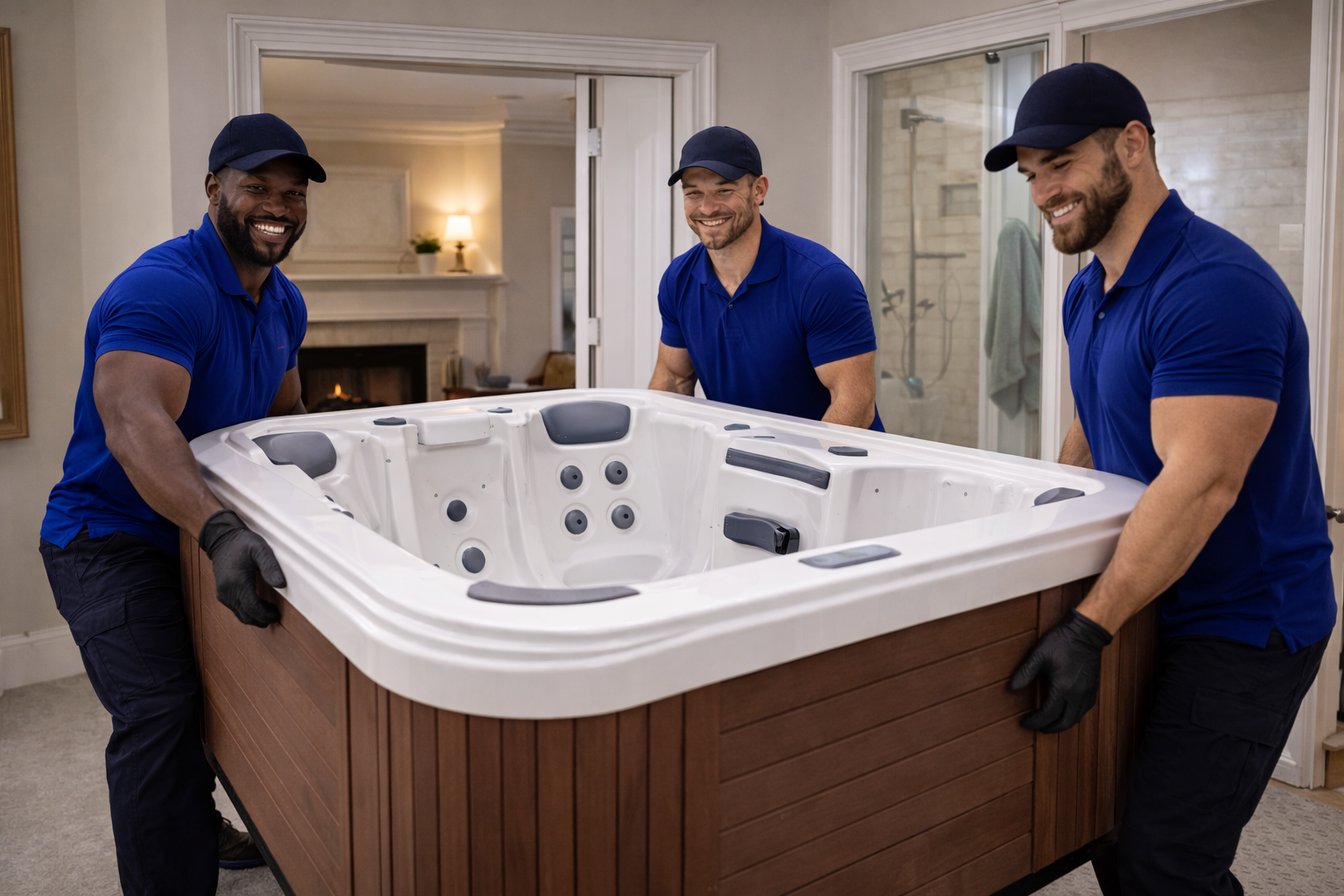 Junk removal crew removing outdoor hot tub in Indianapolis, Indiana