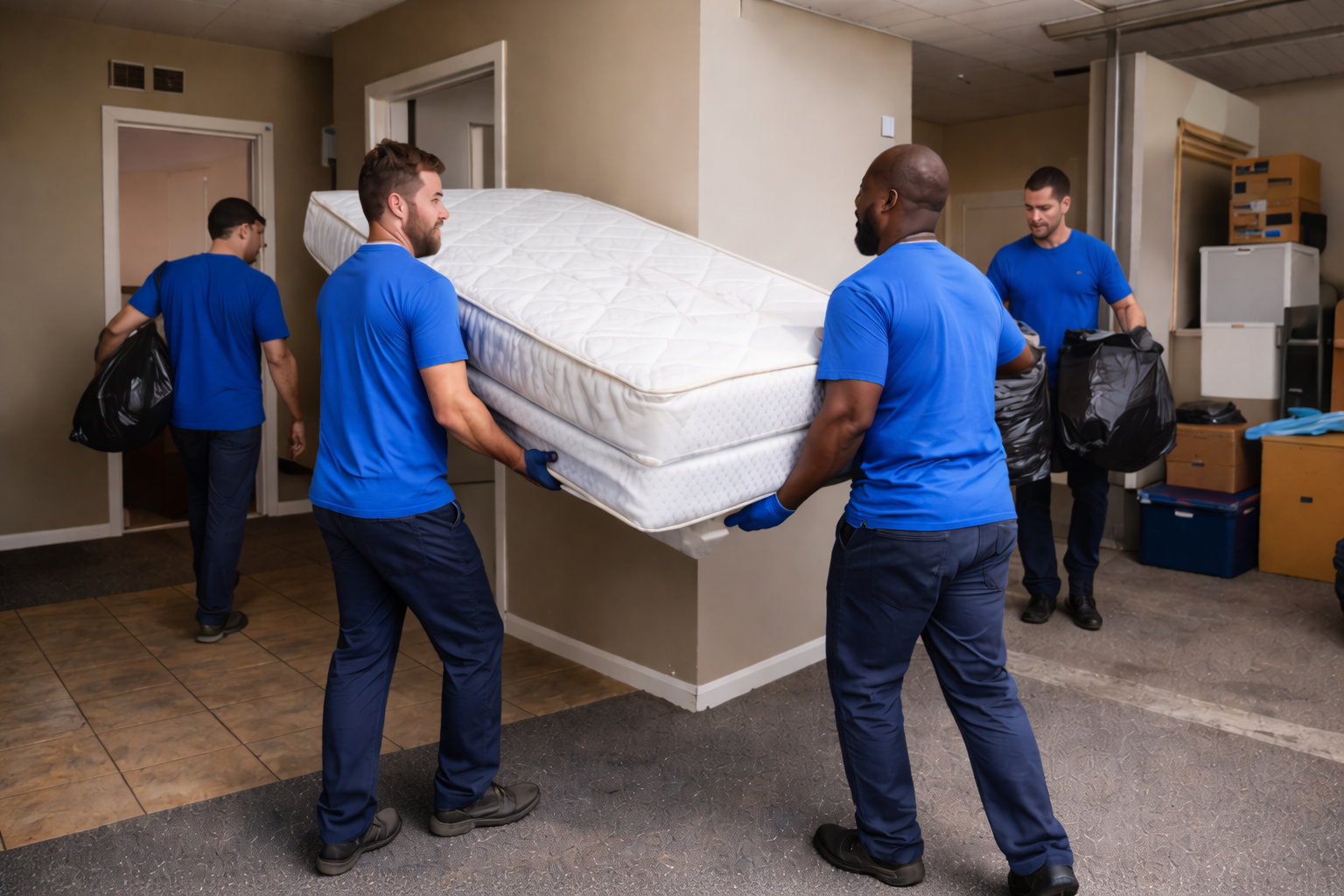 Junk removal team at work