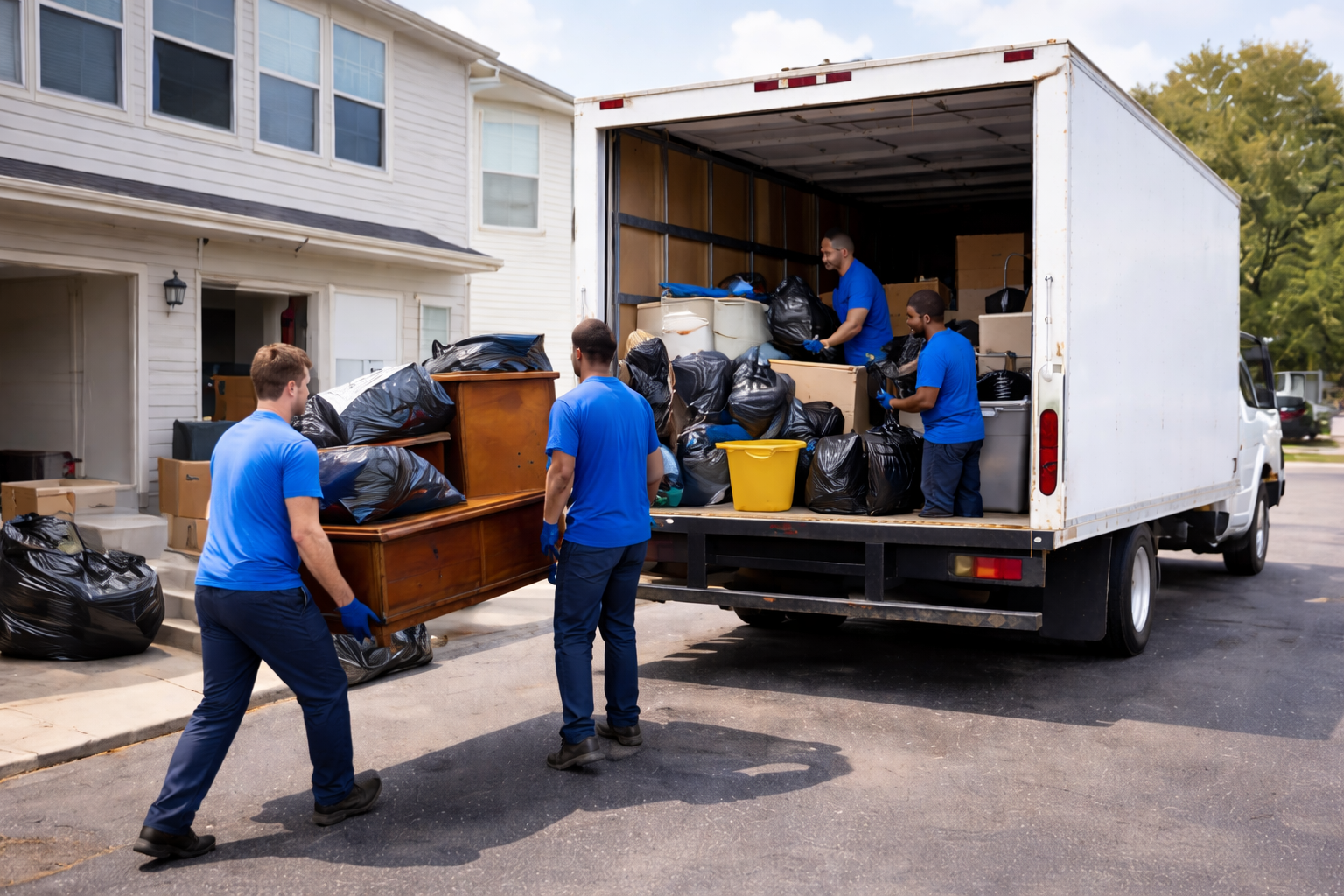 Junk removal team at work