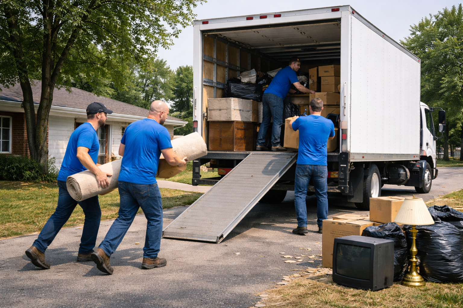 ClearWay Service Group team carefully removing estate items and loading truck in Indianapolis ClearWay Service Group team carefully removing estate items and loading truck in Indianapolis