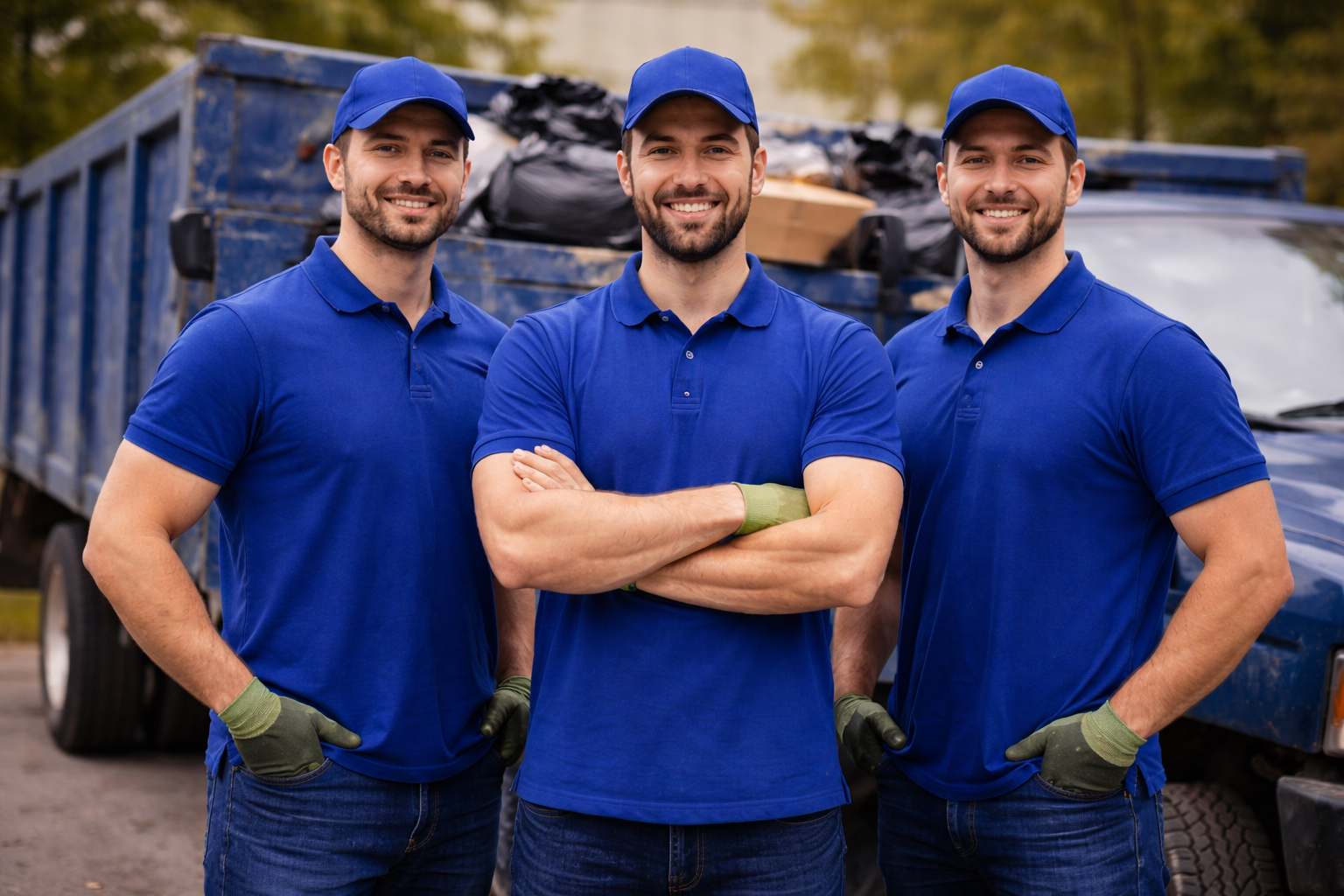 ClearWay Service Group junk removal team standing in front of truck in Indianapolis ClearWay Service Group junk removal team standing in front of truck in Indianapolis